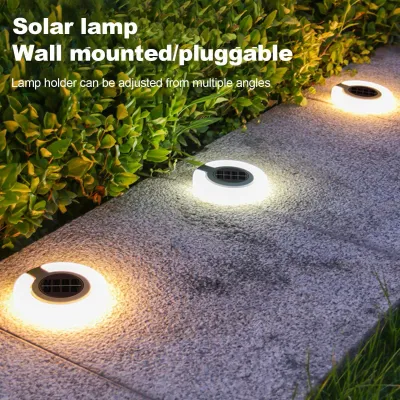 Solar Garden Stake Lights Waterproof Outdoor Disk Lamp 360 Degree Rotating Solar Pathway Lights Smart Sensor for Backyard