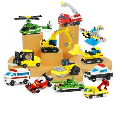 Mini Transportation Racing Car Engineering Vehicle Fire Truck Model Set Small Building Blocks Children Assembly Educational Toys