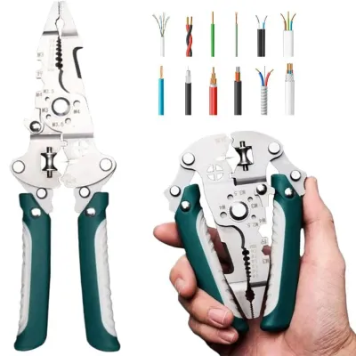 18 In1 Foldable Wire Stripper Multifunctional Plier With Crimper Cutter Shearing Screw Gripping For Electric Cable Portable Tool