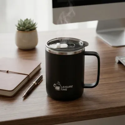 Insulated Coffee Mug with Handle 304 Stainless Steel Thermal Tumbler Leakproof Travel Water Bottle Double Wall Cup with Lid