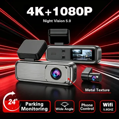 New 2026 Q6 4K Dual Lens Dash Cam Front 4K+Rear 1080P Car DVR HDR Driving Recorder Supercapacitor WiFi 24H Parking Monitor