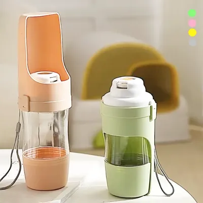 New Portable 2-in-1 Foldable Pet Water Bottle with Food Container Pet Travel Bowl Outdoor Drinking and Feeding Device for Puppies, Cats, and Dogs