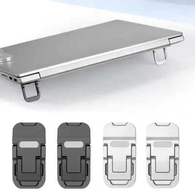 1Set Foldable Mini Laptop Stand Portable Computer Keyboard Riser with 2 Adjustable Angles Self-Adhesive Invisible Notebook Stand