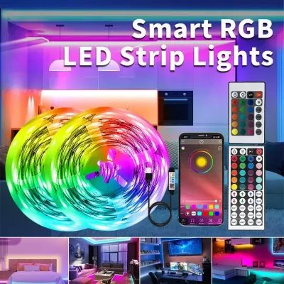 Gaming RGB LED Light Strip USB 5V 5050 Music Sync Flexible Ribbon Tape Christmas Lights Remote APP Control for Room Decorations