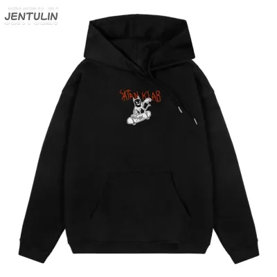 Harajuku Streetwear Oversized Men's Hooded Pullover Satan KLAB Graphic Print Hoodies Sweatshirts Hip Hop Aesthetic Tops Goth Y2k