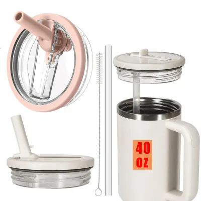 40oz Flip Straw Leak Proof Lid for Stanley Cup Spill-proof Cover Tumbler Lid Replacement for Stanley Cup Accessories Straw Cover