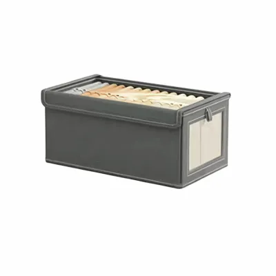 Stackable Clothes Storage Box Foldable with Lid Storage Organizer Zipper Visible Window Drawer-Type Organizer Clothing Storage