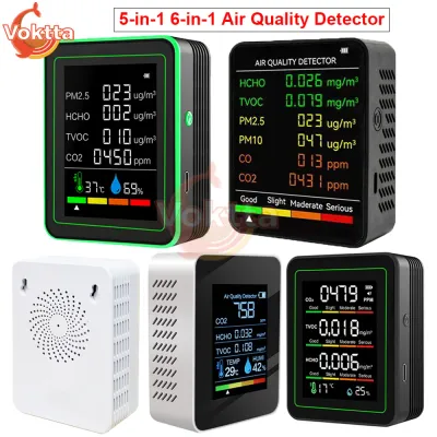 Digital Air Quality Monitor 6-in-1 5-in-1 CO2 Meter CO TVOC HCHO PM2.5 Temperature Humidity Tester Home Carbon Dioxide Detector