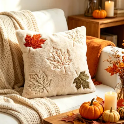 30x50cm 45x45cm Fall Pumpkin Decorative Pillow Covers Beige Soft Plush Faux Fur Throw Cushion Cases for Autumn Thanksgiving Gift