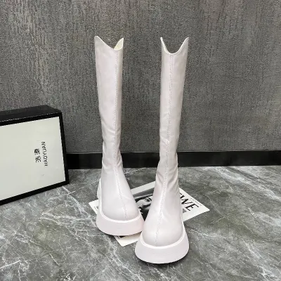 Women's New Simple Solid Color Platform Non-slip High Boots in Autumn and Winter 2025 Fashion Zipper Design Leisure Knee Boots.