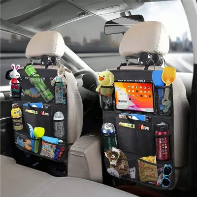 Backseat Car Organizer, Kick Mat Back Seat Protector With Touch Screen Tablet Holder, Car Travel Accessory With 9 Storage Pockets,Car Storage Organizer 1 Pc,Car Backseat Organizer For Man Woman Waterproof Oxford Fabric With Touchable Tablet Holder 8 Mesh