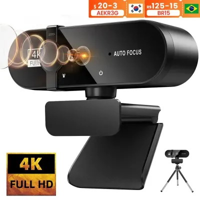 2K Full HD 4K Webcam 1080P Mini Camera  Webcam with Microphone 30fps USB Web Cam for Auto Focus PC Laptop Video Shooting Camera