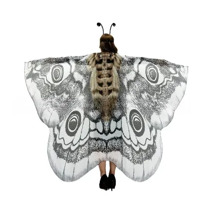Moth Wings Butterfly Wings Shawl Costume with Headband Mask Set Halloween Fairy Butterfly Cape Adult Festive Rave Swimsuit Cover