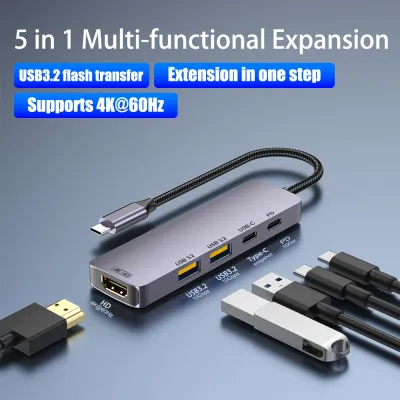 USB C Hub,5 in 1 USB C 4K@60Hz HDMI,100W Power Delivery PD Type C Charging Port,USB 3.2Ports Adapter,Chromebook,XPS,and USB C