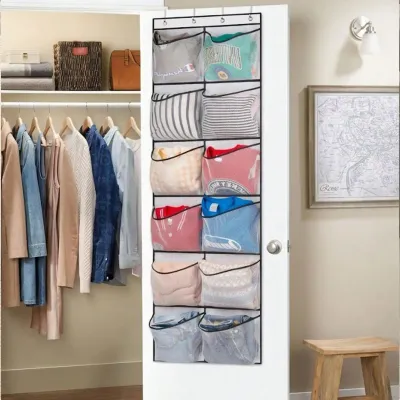 10 Tiers Large Capacity Hanging Closet Organizer, Over The Door Storage Pouch With Deep Breathable Mesh Pockets, Anti-Tilt Behind The Door Organizer For Shoes, Toiletries & Toys, Sturdy Metal Hooks Included, Foldable Multi-Layer Sorting Bag For Dorm & Apa