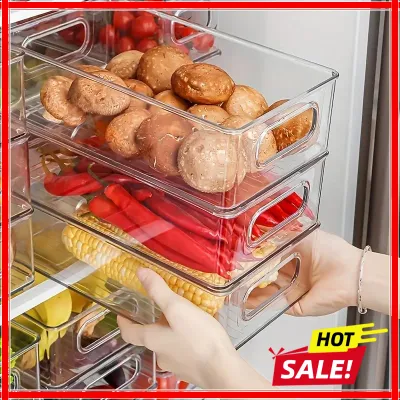 Drawer Organizer Bin Clear Stackable Fruit Food Jars Book Cosmetic Jewelry Storage Box Transparent Fridge Storage Bin Containers