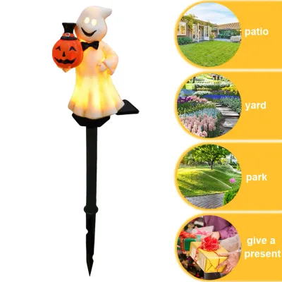 Outdoor Halloween Ghosts Pathway Light Waterproof Halloween Ghosts Decoration Light Halloween Solar Pumpkin Stake Light