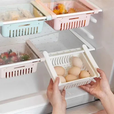 Adjustable Kitchen Organizer Save Space Refrigerator Storage Rack Fridge Freezer Shelf Holder Pull-out Drawer Home Accessories