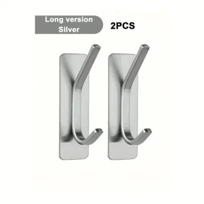 Set of 2, 4Pcs No-Drill Adhesive Hooks, Self-Adhesive Wall Hooks for Clothes Towels Hats Keys Hanging