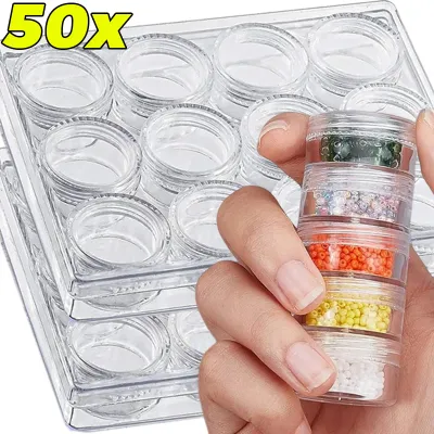 3/7/10g Plastic Container Jars with Lids Round Clear Cosmetic Empty Box Stackable Jewelry Nail Art Earrings Storage Containers