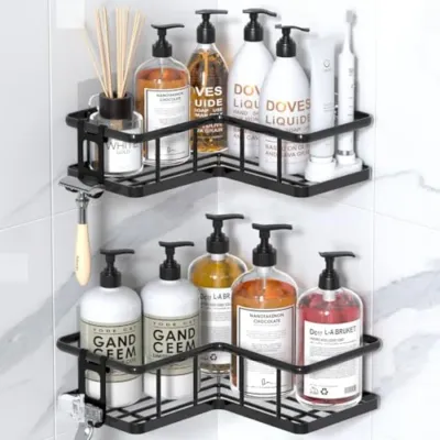 Corner Shower Caddy 2 Pack, No Drill Adhesive Shower Storage Shelves, Rustproof Stainless Steel Wall Mounted Bathroom Organizer
