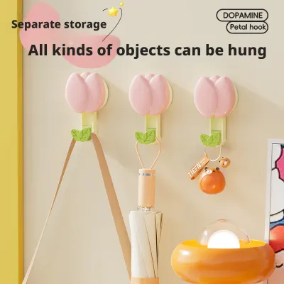 Tulip Suction Cup Hook Towel Rack No Drill Adhesive Hook Wall Mounted for Kitchen Bathroom,Vacuum Suction No Fall Off Heavy Duty