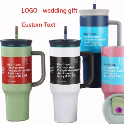 Логотип 40-унцовая термокружка с вакуумной изоляцией, индивидуальная дорожная чашка, нержавеющая стальная бутылка для воды, кофейные кружки с ручкой, для наружного использования