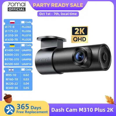 70mai M310 Plus 2K 1440P Dash Cam 143°FOV f/1.55 Large Aperture Smart Voice Control 24H Parking Guard Night Vision Car Camera