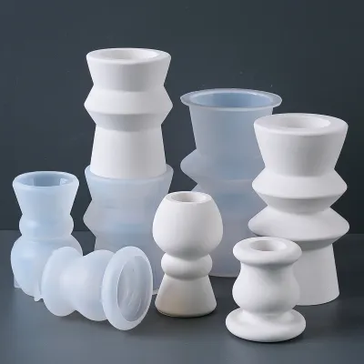 Nordic Style Roman Pillar Candle Holder Silicone Mold DIY Scented Candle Base Candlestick Gypsum Mold Minimalist Art Craft Gifts