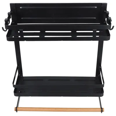Double Layer Magnetic Refrigerator Storage Rack Side Hanging Shelf Kitchen Paper Towel Holder Spice Organizer Fridge Accessories
