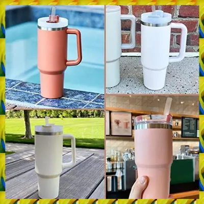 WFF 6 Pack Replacement Straws Transparent With Cleaning Brush For Stanley 40Oz Tumbler,Cup Straw For Stanley Tumbler Accessories