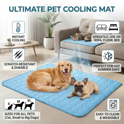 Ice Silk Dog Cooling Mat Summer Pet Cold Bed for Large Dogs Cats Breathable Durable Blanket Sofa Cushion Pet Accessories Soft