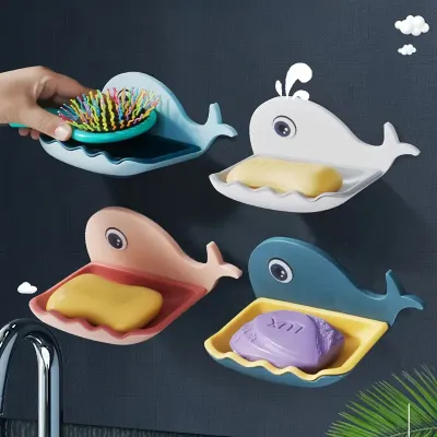 Cartoon Soap Box Drain Soap Holder Box Bathroom Shower Soap Holder Sponge Storage Container Plate Tray Bathroom Accessories