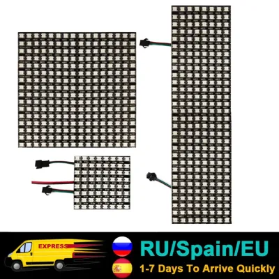 DC5V WS2812B 5050 RGB SMD Flexible 8x8 16x16 8x32 Luces Pixel Panel Matrix Screen WS2812 IC Led Module Individually Addressable