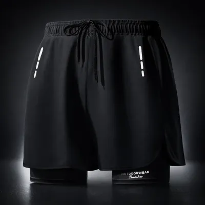 Men's Swim Trunks Quick Dry Athletic Shorts with Compression Liner for Beach Pool Running Gym