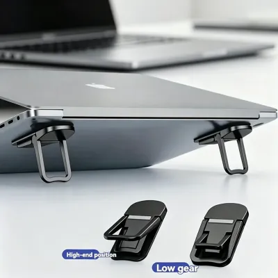 2Pcs Foldable Invisible Laptop Riser, Self-Adhesive Adjustable Angle Notebook Stand, Portable Hidden Keyboard Lift for Laptops