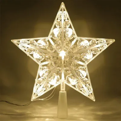15cm Christmas Decoration Glowing Tree Topper Glitter Shining Star Xmas Tree Ornaments for Home Decor Navidad New Year 2026 Gift