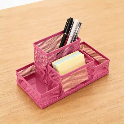 Multifuncional Desk Metal Mesh Pen Holder Organizer Office Supplies School Stationery Storage Case Pen Stand Desktop Accessories