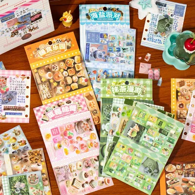4pc/set Japanese Y2K Cute Scrapbook Sticker Aesthetic Kawaii Animal Food Dessert Journaling Sticker DIY Decor Stationery Sticker