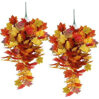75CM Artificial Maple Leaf Garland Autumn Leaves Vine Fake Plants for Home Decor Halloween Thanksgiving Day Garden Decoration