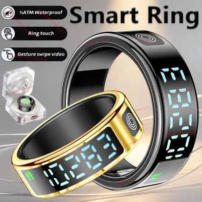 2026 R12 Smart Ring with Display Screen and Touch, Wireless Charging,Health Manager 5ATM Waterproof Men Women Smartring New Ht30