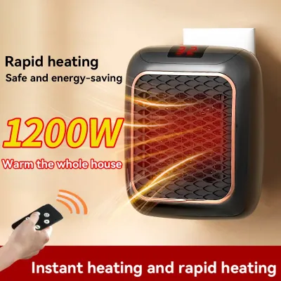 1200W Mini Heater Wall Mounted Electric Heater Fast Heating PTC Ceramic Bathroom Heater with Remote Control for Indoor Bedroom