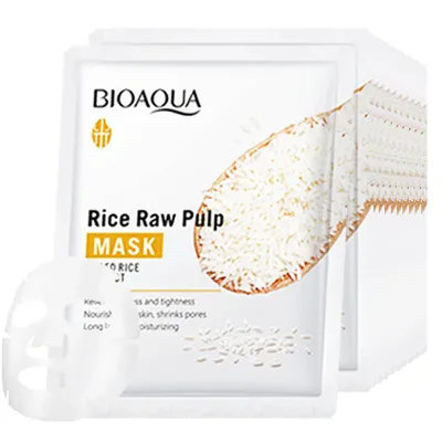 10pcs BIOAQUA Rice Raw Pulp Facial Masks skincare Moisturizing Firming Hydrating Face Mask Sheets Mask Korean Skin Care