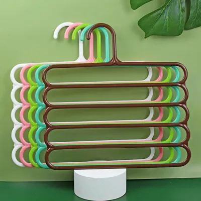 5 Layers Clothes Hangers Trousers Holders Closet Hanging Shelf Pants Towel Scarfs Racks Clothing Storage Organizer