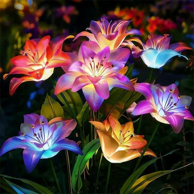Solar Flower Lights Waterproof LED Solar Garden Stake Lights Multi Color Decorative Lights for Yard Patio Lawn Pathway Outdoor