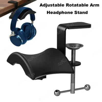 Adjustable Rotatable Arm Clamp PC Gaming Headphone Stand for Headset Hanger Hook Holder Desk Space Save Clip Mount