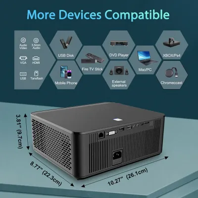 2025 Smart 4K Ultra HD Projector Bedroom Mini Portable 6000 Lumens Projector Led 1080P Lcd Android Projector 2024