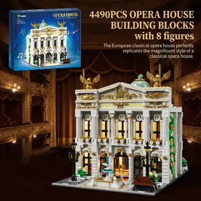 Opera House Lighting Building Set WIth 8 Figure City Architecture Modular Building Blocks Assembly Model Kit Adults Gift 4490PCS