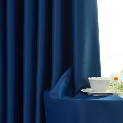 1pc Blue 90% Blackout Curtains Thermal Insulated Solid Color Grommet Window Drapes for Bedroom Living Room