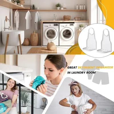Laundry Detergent Cup Holder, 4 Count Foldable Dispenser Cup Stand, Bathroom Counter Organizer for Distributing Detergent, Bathroom Accessories, Home Supplies, Bathroom Essentials Accessories